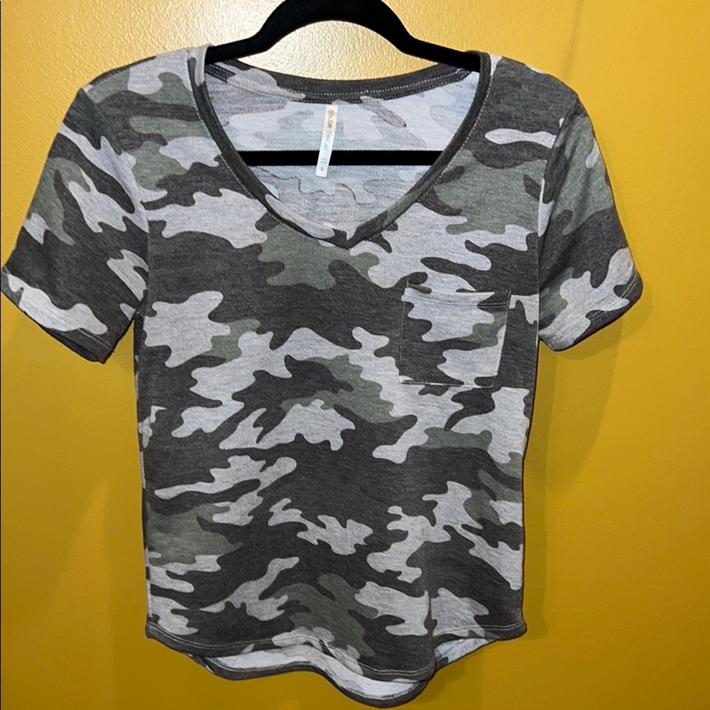 Camouflage V-Neck Women's Top